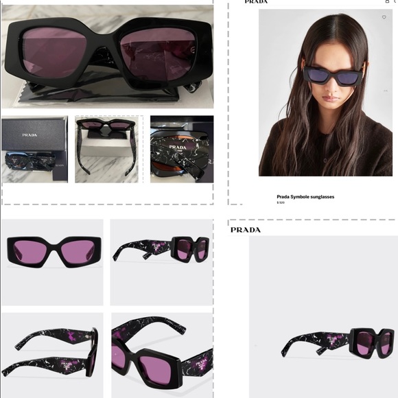 PRADA COLORFUL COLLECTION WITH THE ICONIC TRIANGLE LOGO VIOLET MIRROR LENS - Picture 7 of 16
